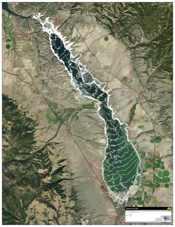 Canyon Ferry Lake depth chart (bathymetric map)