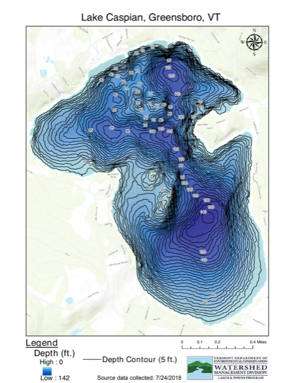 Caspian Lake depth chart (bathymetric map)