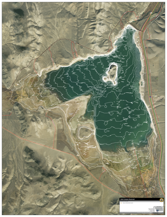 Clark Canyon Reservoir depth chart (bathymetric map)