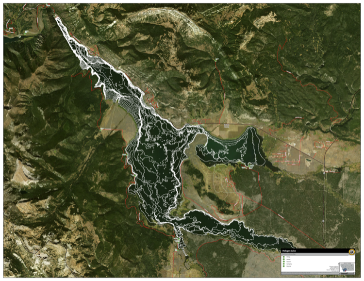 Hebgen Lake depth chart (bathymetric map)