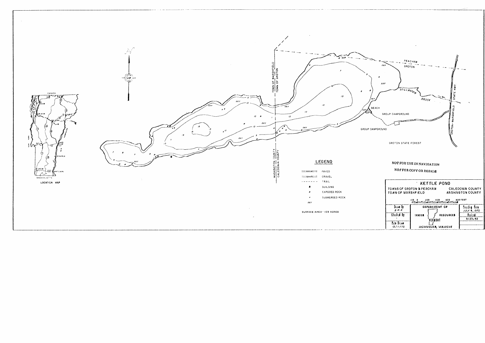 Kettle Pond depth chart (bathymetric map)