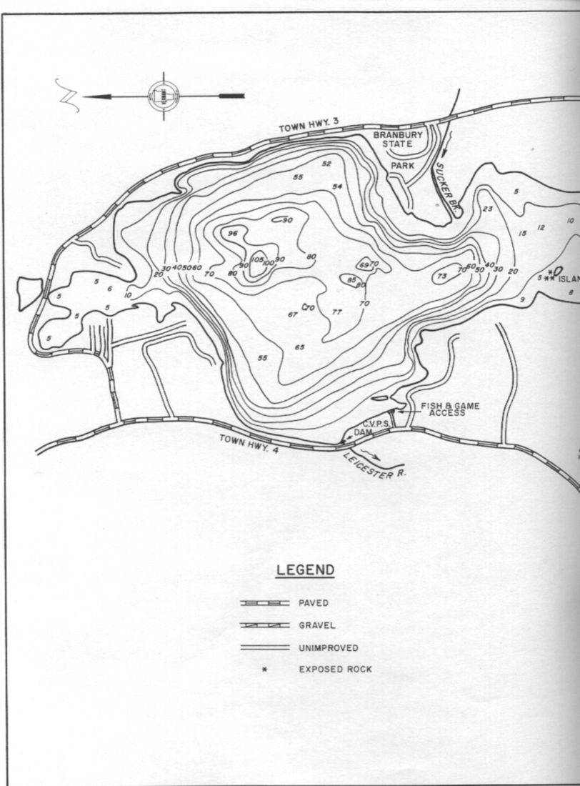 Lake Dunmore depth chart (bathymetric map)