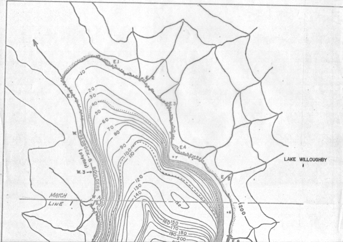 Lake Willoughby depth chart (bathymetric map)