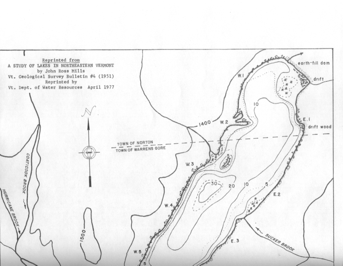 Norton Pond depth chart (bathymetric map)